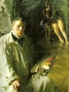 Anders Zorn sjalvportratt med modell